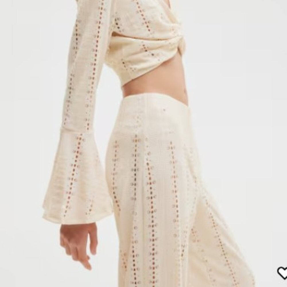 H&M Cream Eyelet Flare Pants